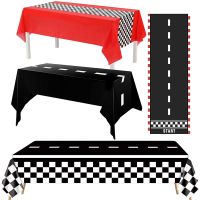 【CW】✘☊▽  Checkered Race Car Flag Tablecloth Road TableCover Racing Birthday