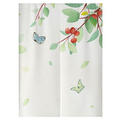 Japanese kitchen long bedroom partition short half  fabric Nordic minimalist art flowers door curtain