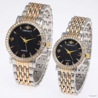 ⌚ นาฬิกา Fashionable contracted scale pointer time set auger dial couple watches