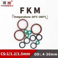 ▫☄☍ FKM O Ring Seal Gasket Thickness CS1/1.2/1.5mm OD3-30mm FPM Oil Acid and Alkali Resistant Automobile Fluororubber O-Ring 70A