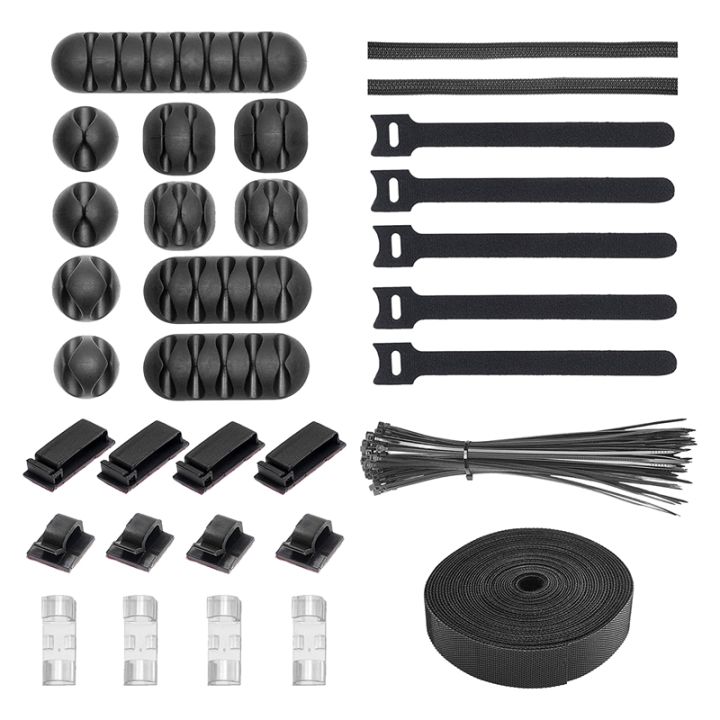 131pcs-cable-management-cord-organizer-kit-self-adhesive-cable-clip-holders-fastening-cable-ties-hook-loop-cable-straps