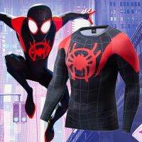 Spider-Man:Into The Spider-Verse เสื้อยืดแขนยาวแขนยาว Marvel Movie Peripherals เสื้อผ้าคอสเพลย์แห้งเร็วและแน่น