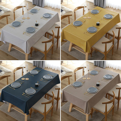 โต๊ะรับประทานอาหารแบบเรียบง่ายผ้ากันน้ำกันคราบมันกันลวกและซักได้ฟรี PVC ชาใช้ในบ้านผ้าปูโต๊ะทรงสี่เหลี่ยมผืนผ้านักเรียนแผ่นรองปูโต๊ะ Linguaimy