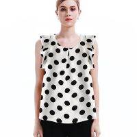 HOT★Polka Dot ผู้หญิงเสื้อ Plus ขนาดเสื้อชีฟองแขนกุดแขนยาวเสื้อ Elegant Youth ผู้หญิงเสื้อ Топ Женский