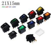 【LZ】✚✷  Interruptor Mini Rocker Power com LED Gangorra Iluminada Interruptor Ligar e Desligar KCD1 3Pin Painel 21x15mm 13x19mm IP65 12V 220V 4 Unidades