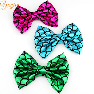 12pcslot 5 Mermaid Hair Bow Hair Clips Girls Glitter Metallic Bows For Kids Cosplay Mermaid Bows DIY Hair Accessories