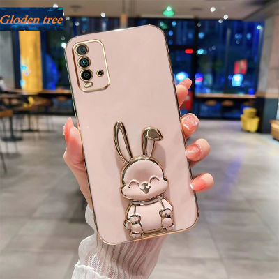 Andyh New Design For Xiaomi Redmi 9T Redmi10 10 Prime Redmi 10 2022 Case Luxury 3D Stereo Stand Bracket Smile Rabbit Electroplating Smooth Phone Case Fashion Cute Soft Case