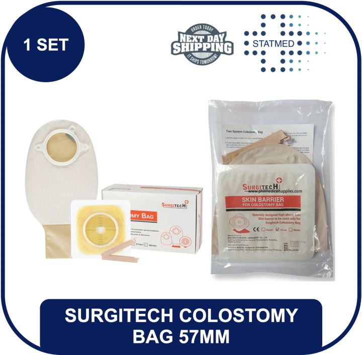 Surgitech Colostomy Bag 57mm [1 set] FREE STERILE GAUZE for every 10 ...