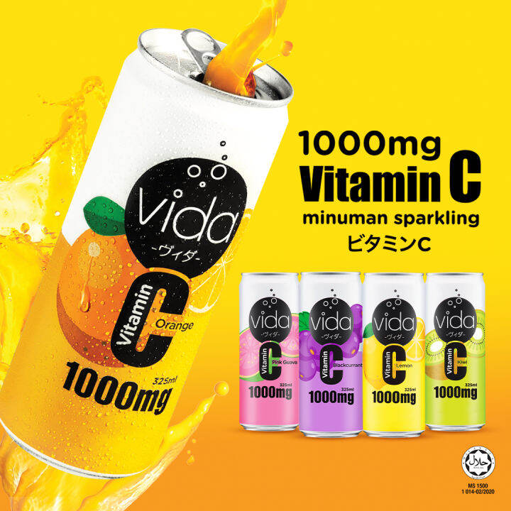 Vida Vitamin C 1000mg Lemon/Orange/Kiwi/Pink Guava/Blackcurrant