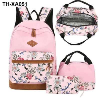 The new leisure backpack three-piece high-capacity Japanese students bag bag broken beautiful girl double shoulder bag