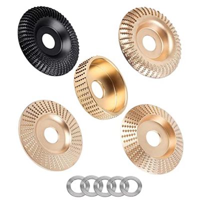 5 Pack Wood Carving Disc Set for 4Inch Angle Grinder with 5/8Inch Arbor, Angle Grinder Attachments, Woodworking Disc