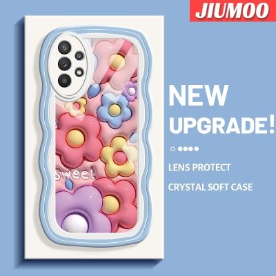JIUMOO เคสปลอกสำหรับ Samsung Galaxy A32 4G A32 5G A33 5G M32 5G ขอบดอกไม้ลูกอม3มิติลายการ์ตูนขอบครีมดีไซน์ใหม่แฟชั่นเรียบง่ายเคสโทรศัพท์แบบใสนิ่มกล้องปลอกซิลิโคนเคสโปร่งใสป้องกันการกระแทก