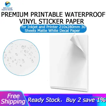 HTVRONT Printable Vinyl for Inkjet & Laser Printer - 10 Sheets Glossy White  Printable Vinyl Sticker Paper Vivid Color Dries Quickly, 8.5x11 Tear