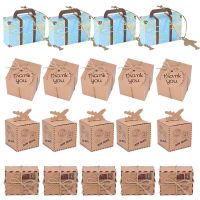 10pcs Travel Suitcase Candy Boxes Kraft Paper Chocolate Gift Box Wedding Birthday Anniversary Party Favor Boxes With Airplane