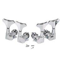 FLEOR Sealed 2L2R Bass Tuners Machine Heads Tuning Pegs Keys Chrome for 4-String Bass,Gear Ratio:1:17