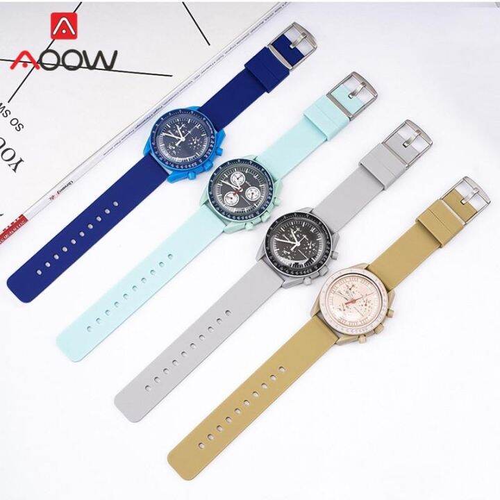 สายซิลิโคนสำหรับ-omega-x-s-watch-moonswatch-20-มม-stainless-steel-buckle-quick-release-men-women-soft-sport-bracelet-band