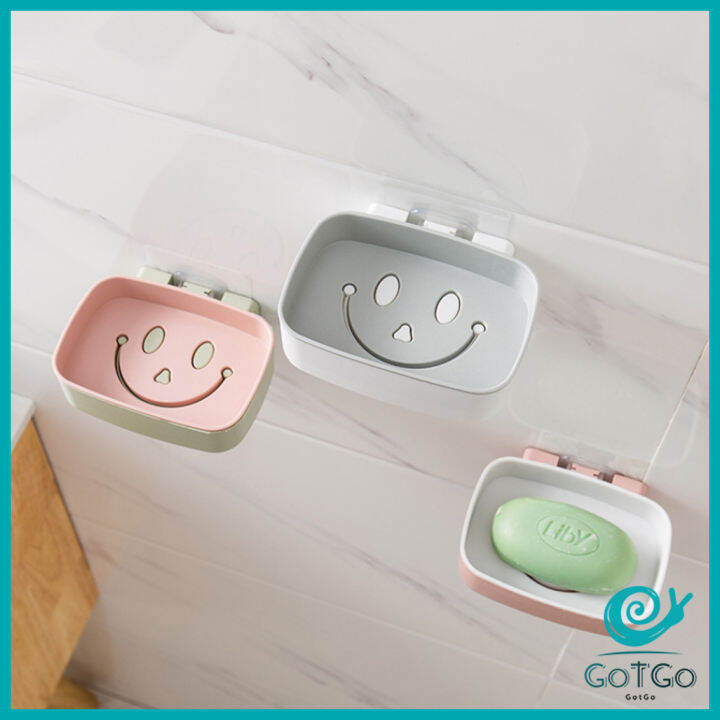 gotgo-กล่องสบู่-หน้ายิ้มติดผนังได้-ไม่ต้องเจาะผนัง-smiley-soap-box-มีสินค้าพร้อมส่ง