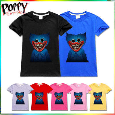 【Etracker】เสื้อยืดลายการ์ตูนสำหรับเด็ก,เสื้อโพลีเอสเตอร์แขนสั้น + ผ้าฝ้าย3-15Y สำหรับเด็กผู้ชายและเด็กผู้หญิง Poppy Playtime Huggy Wuggy Boys Girls T-Shirt