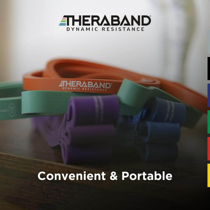 theraband-high-resistance-bands-set-of-2-elastic-super-bands-for-improving-flexibility-injury-rehab-amp-full-body-workouts-heavy-duty-stretch-bands-for-lifting-1-light-amp-1-medium-band-easy-15-25-lbs