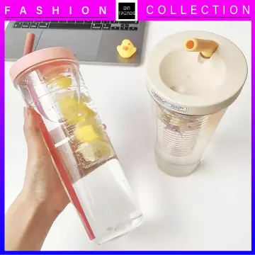 550 ML New Glass Water Bottles With Straw Tea Infuser Filter Clear Cute  Flower Tea Water Separation Bottle For Girls School Cups