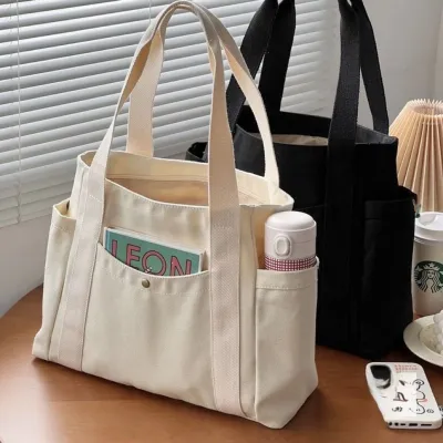 Fashionable Canvas Handbags Versatile Work Handbags Canvas Handbags Commuting Handbags College Style Shoulder Bags
