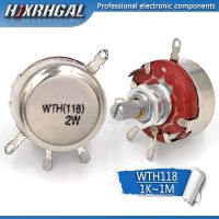 ﹉◊ 2PCS WTH118 2W 1A Potentiometer 1K 2.2K 4.7K 10K 22K 47K 1M WTH118-2W Round Shaft Carbon Rotary Taper Potentiometer hjxrhgal