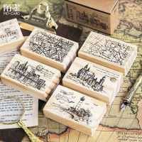 6PCSLOT Wooden Seal Toy Stamp Album Diary To Decorate DIY Seal The Meaning of Travel Fancy Toy for Children