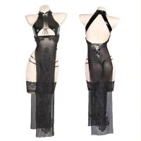 Boutique COS Game Nier Automata 2B Swimsuit Swim Dress Costume Women Sexy Sukumizu Turtleneck Cheongsam Swimwear Set Cosplay