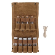 Spice Bottle Bag Wet Wax Canvas Portable Seasoning Storage Bag with 9