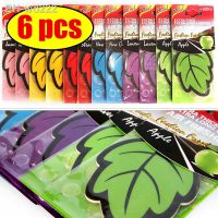 6PCS Car Air Freshener Natural Scented Tea Paper Auto Hanging Vanilla Perfume Fragrance Leaf Shape Car Accessories Interior