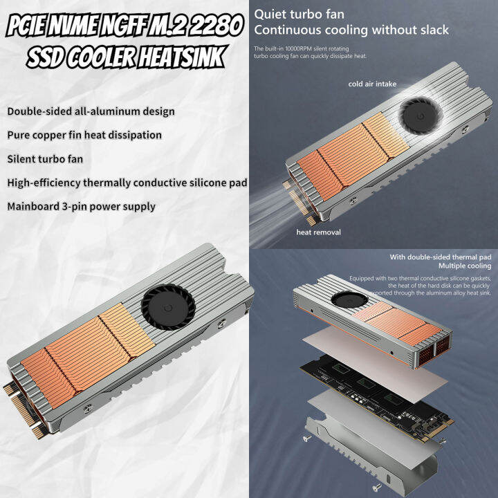 Teucer Cooler Radiator Haba Pcie Nvme Ngff M.2 Penyejukan Haba Sink ...