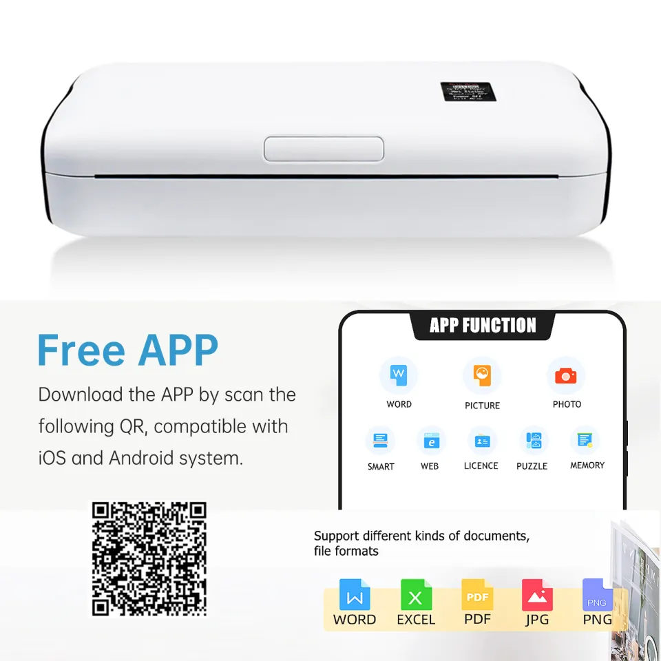 A4 Paper Printer Thermal Printing Wireless BT Mobile Photo Printer Support  210mm Wide for Outdoor Travel Home Office Printing - AliExpress