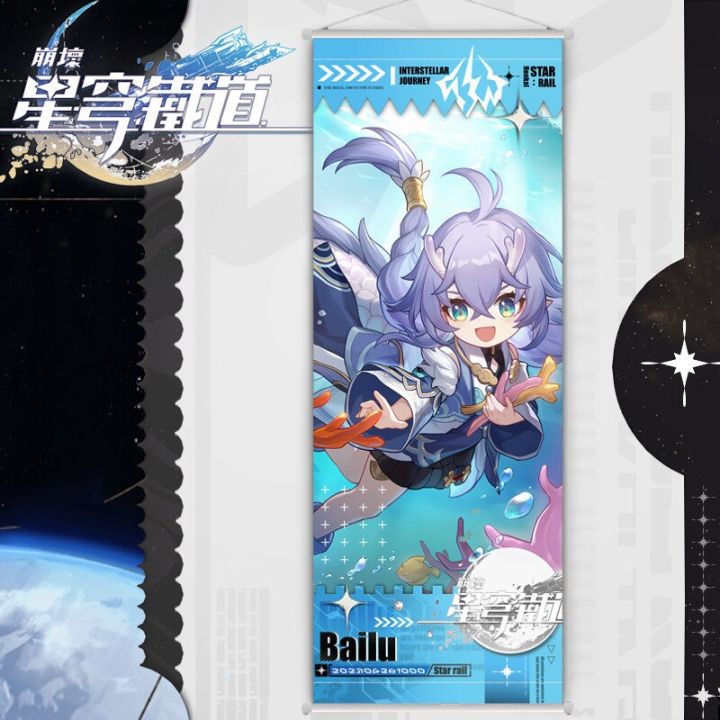 honkai-star-rail-figure-scroll-canvas-painting-seele-march-7th-himeko-jing-yuan-wall-hanging-anime-poster-wall-art-room-decor-picture-hangers-hooks