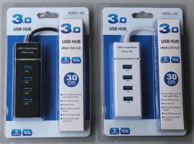 NEW USB HUB 4 port 3.0 สายยาว 30 cm/Black-white