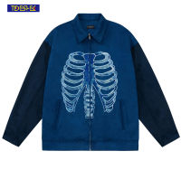 ผู้หญิง2023ฤดูใบไม้ร่วงฤดูหนาว Gothic Zip Up เสื้อแจ็คเก็ตขนาดใหญ่ Y2K Skeleton Graphic พิมพ์เสื้อ R Harajuku Streetwear Coat