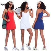 Summer Women Tennis Dresses Yoga Running Sports Quick Dry Elastic Fitness Outdoor Volleyball Sportswear Two-piece Culottes Short