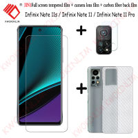 (3 In 1) สำหรับ Infinix Note 11/Infinix Note 11S/Infinix Note 11 Pro ฟิล์มป้องกันหน้าจอกระจกนิรภัยแบบเต็มหน้าจอ + ฟิล์มคาร์บอนไฟเบอร์ด้านหลัง + ฟิล์มเลนส์กล้อง