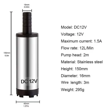 Dc 12v 38mm Electric Submersible Pump Diameter Diesel Fuel Water