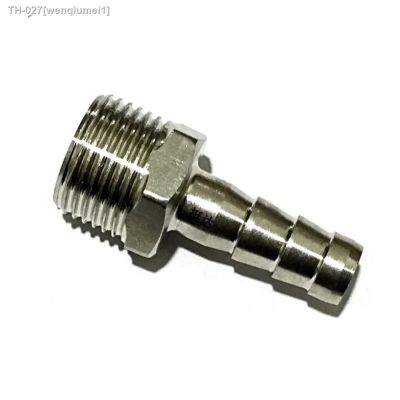 ◑◕ 1/4 3/8 1/2 BSP Male Thread 201 Stainless Steel Pipe Fitting Barbed Nipple Connector Adapter 8mm 10mm Hose Barb