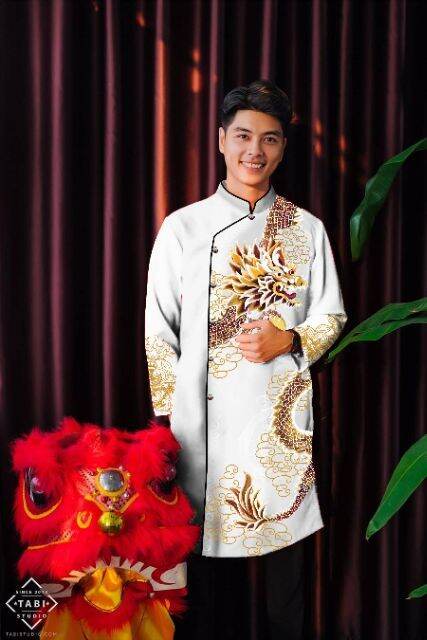 Áo Dài Cách Tân Nam Chất Gấm Thượng Hải | Lazada.Vn