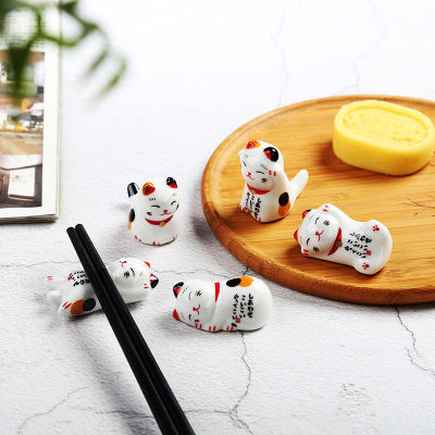 Kitten Pen Holder Cute Chopstick Holder Ceramic Chopstick Holder Maneki-neko Ceramic Chopstick Rack Hotel Chopstick Pillow Chopstick Pillow