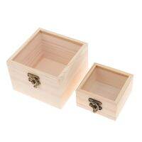 Wooden Storage Box Plain Wood With Lid Multifunction Square Hinged Craft Boxes For Jewelry Storage Decoration Craft Boxes