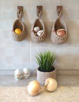 Hanging Basket Wall Planters Jute Teardrop Wall Decor for Fruits Pot Holder Kitchen Table Wall Hanging Storage Basket Dry Shelf