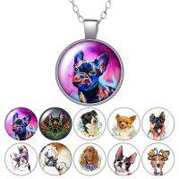 【CC】 Dogs Bulldog Photo color/Bronze Pendant Necklace 25mm Glass Woman Jewelry Birthday