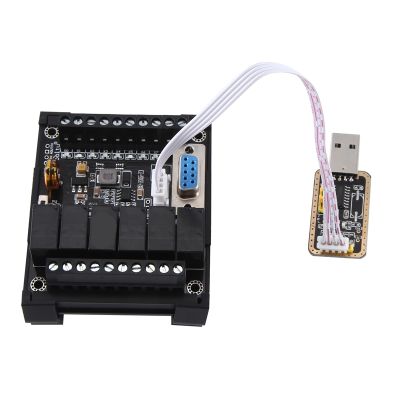 Replacement Accessories PLC Industrial Control Board Fx1N-14Mr Module 14Mr Motherboard + Housing + USB Download Cable