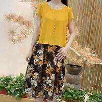 ✱✟◇ New summer holiday two big flower high-grade pearl chiffon dress temperament ins yards