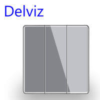 Delviz สวิตช์16a มาตรฐานของสหราชอาณาจักรสวิตช์แบบ3แก๊งค์ฝังหน้าจอโทรศัพท์คริสตัลสีเทาสวิทช์ไฟติดผนังในครัวเรือน