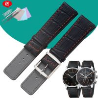 Suitable for CK Leather Strap K2G211C1 K2G271C1 Bracelet Watch Strap Black Orange Line 22mm