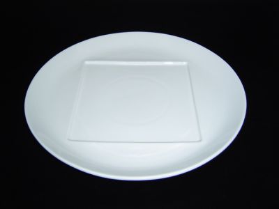 4 Pieces/ 4 ชิ้น - HPD0890-12 Main course Round Plate D30.5 cm w/square center 17 cm