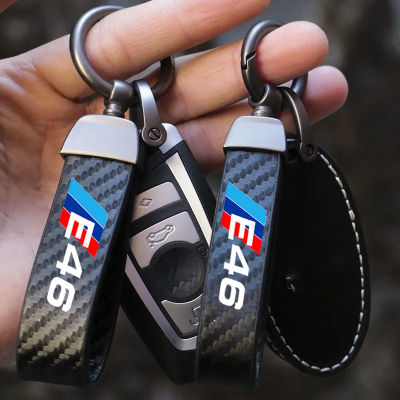 【CW】Car Accessories Carbon Fiber Texture Key Rings Keychain Keyring Auto Vehicle Key Chain Key Bag for BMW E46 3 Series Fob Cover
